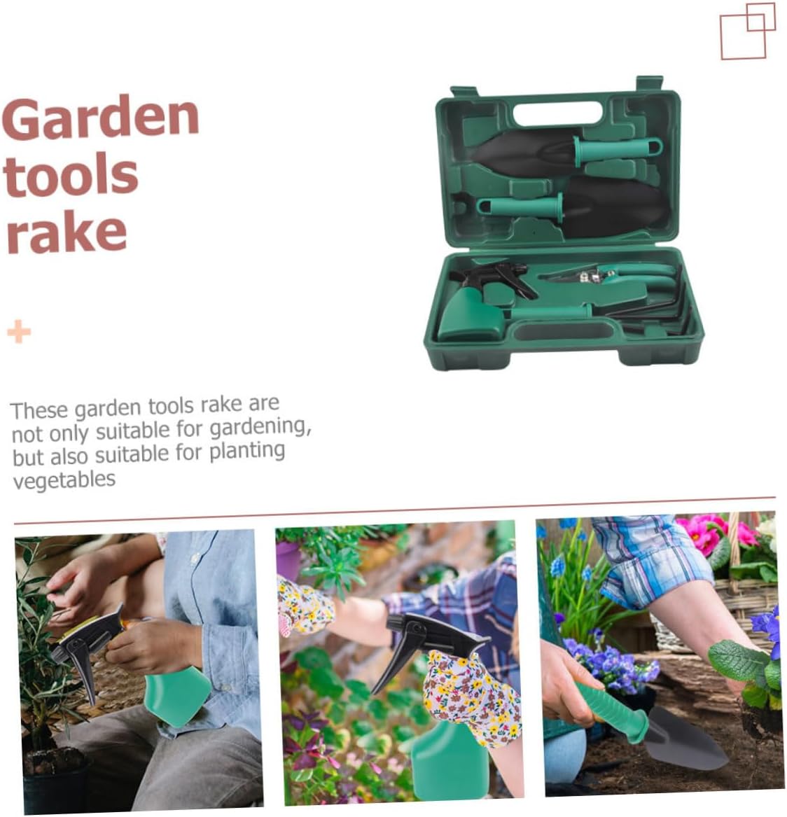 Ciieeo Gardening Tool Set with Stainless Steel Shovel, Rake, and Pruning Shears, 5pcs Portable Garden Supplies Kit with Carrying Case for Outdoor Planting and Yard Maintenance