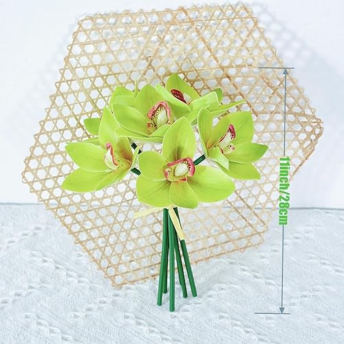 Miniatura 3 de Orquídeas artificiales Cymbidium - Orquídeas artificiales, 12 racimos de flores artificiales para exteriores, arbustos verdes, plantas para