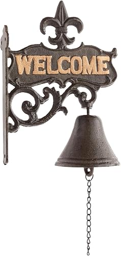 Miniatura 6 de Juvale Campana de cena para exteriores, 6.7 x 8.9 x 0.8 pulgadas, hierro fundido negro, estilo antiguo, campana de bienvenida al aire libre para