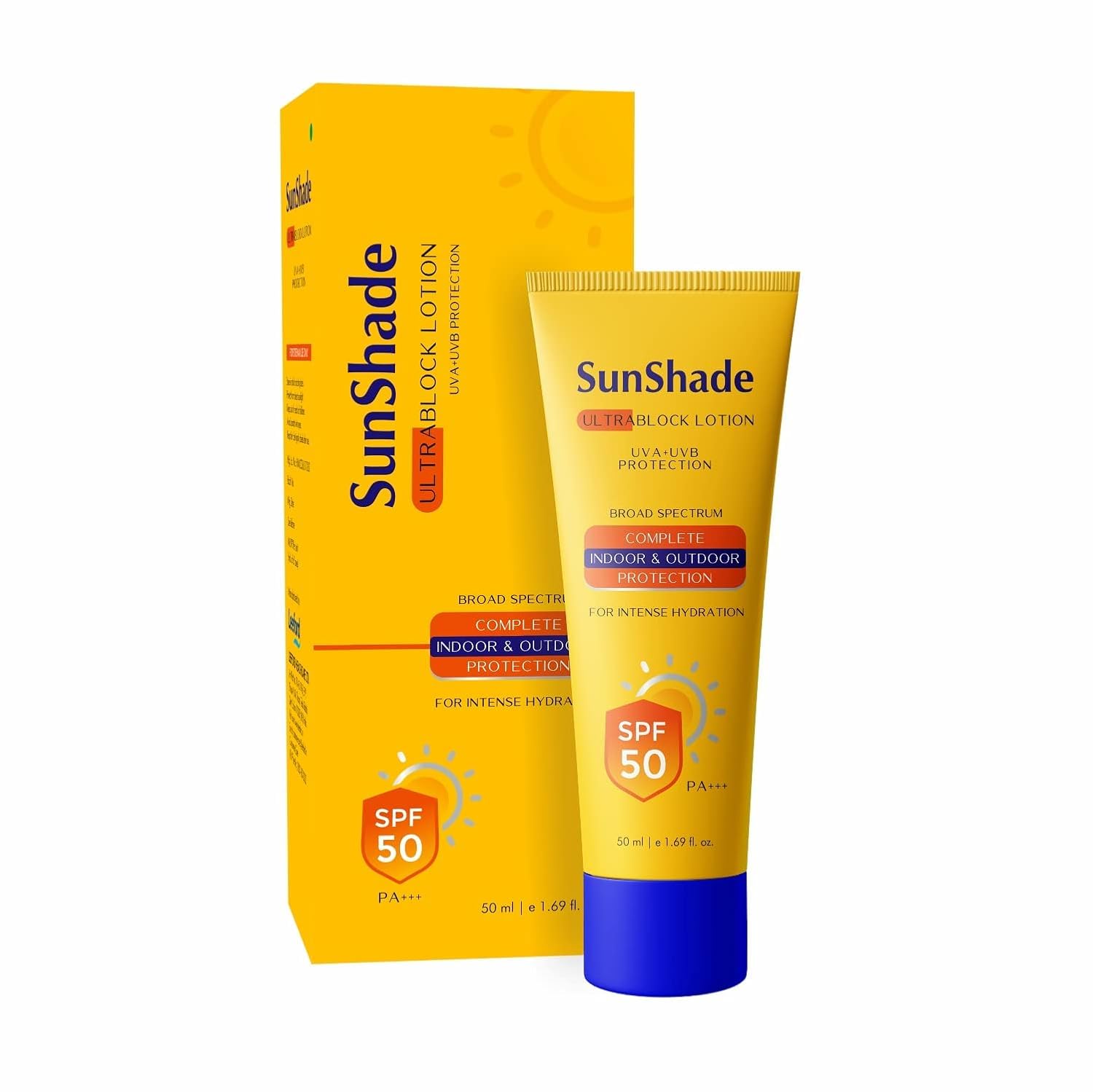 AMAEYYA Sun-Shade Ultra Block Sunscreen With SPF 50 PA+++ Lotion for Face & Body (50ml), All Skin Types - UVA/UVB | Water Resistant |non-Greasy| Broad Spectrum| Blue Light Indoor & Outdoor Protection..