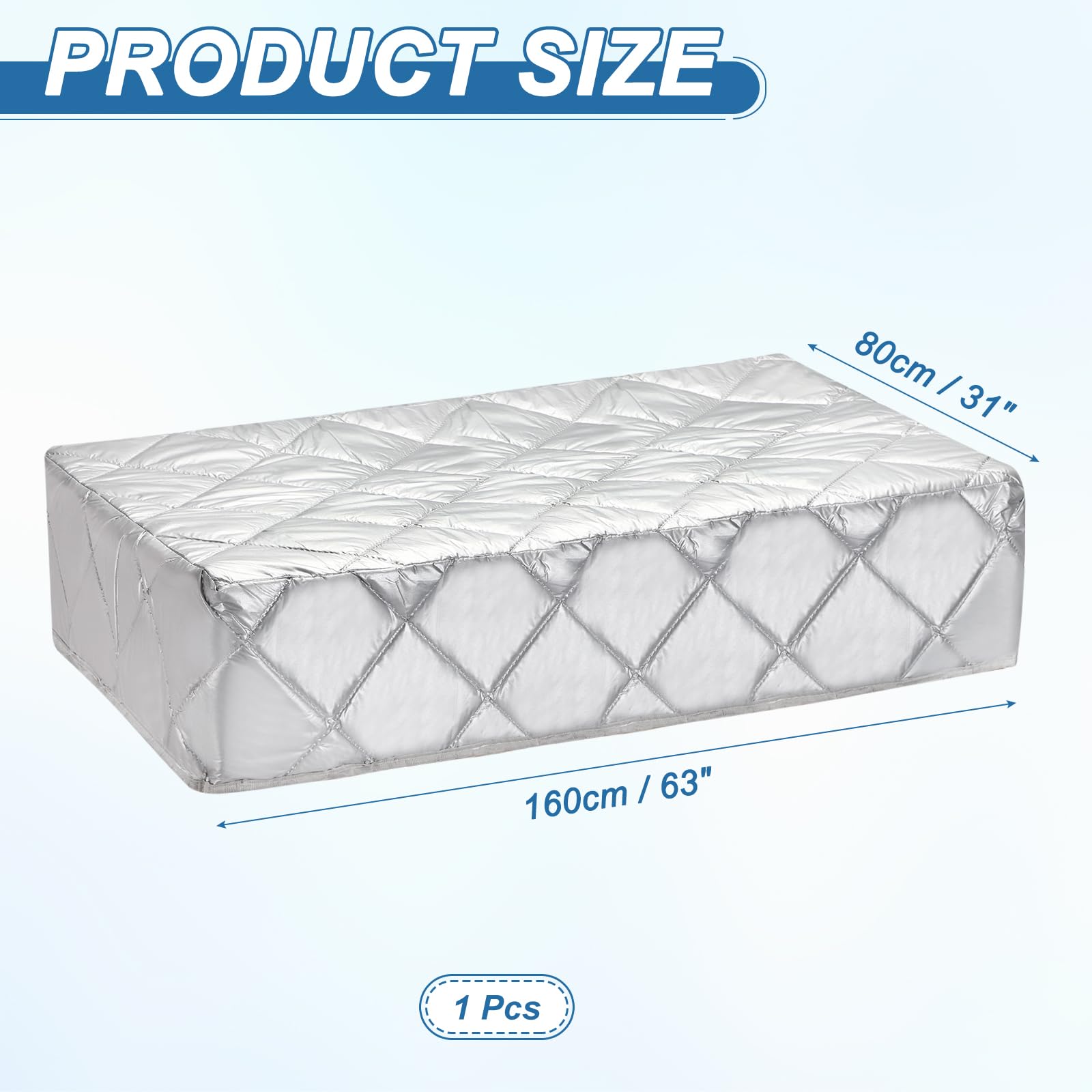 sourcing map Housse isolante pour congélateur - 160 x 78,7 cm - Imperméable - Protection solaire - Avec feuille d'aluminium à quatre côtés et aimant pour congélateur coffre/stockage froid