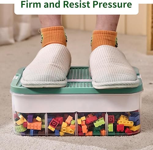 Miniatura 6 de Organizador de juguetes apilable, contenedor de almacenamiento apilable con 16 compartimentos grandes, caja de almacenamiento compatible con