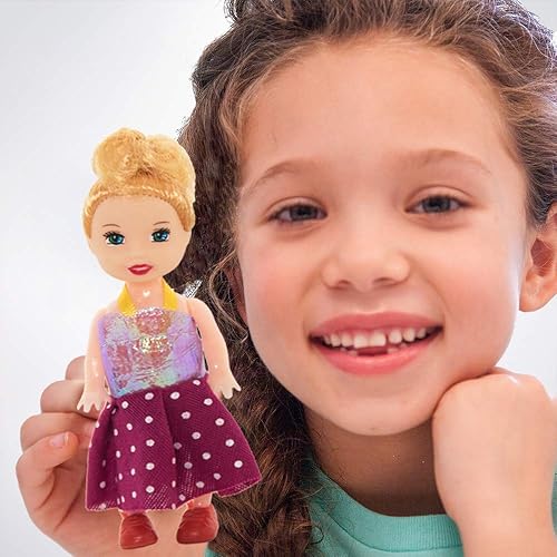Miniatura 5 de ONEST 20 juegos de muñecas de 4 pulgadas para niña, incluye 8 piezas de muñecas pequeñas, ropa de muñeca hecha a mano, trajes de muñeca, vestidos de