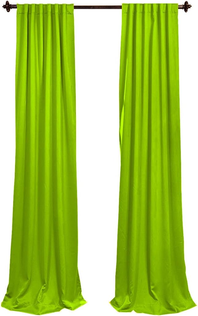 LA Linen Polyester Poplin Backdrop Drape (2 Pack), 96 x 58, Lime