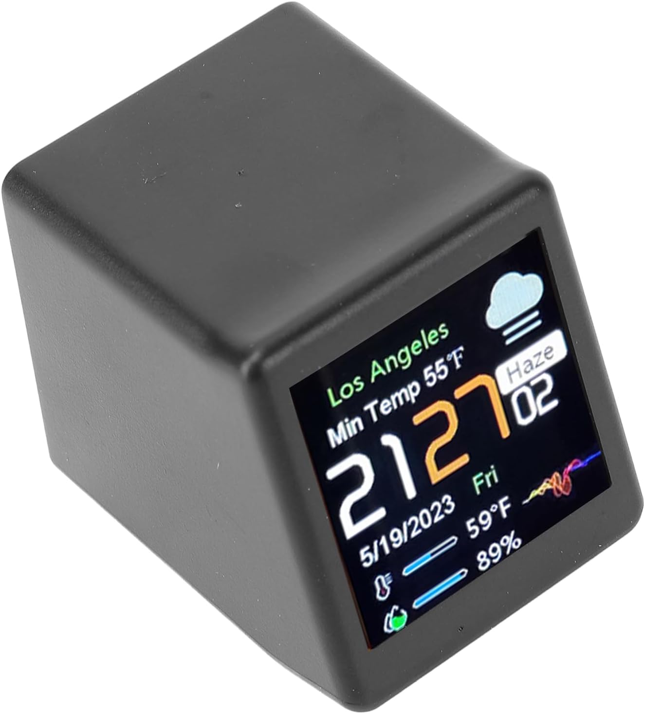 Zunate Wi Fi Clock with LCD Display, DIY Programming Digital Clock, Crypto Ticker Display with Calendar, Temperature, Weather Forecast for Home Office Desk Decor (Black)