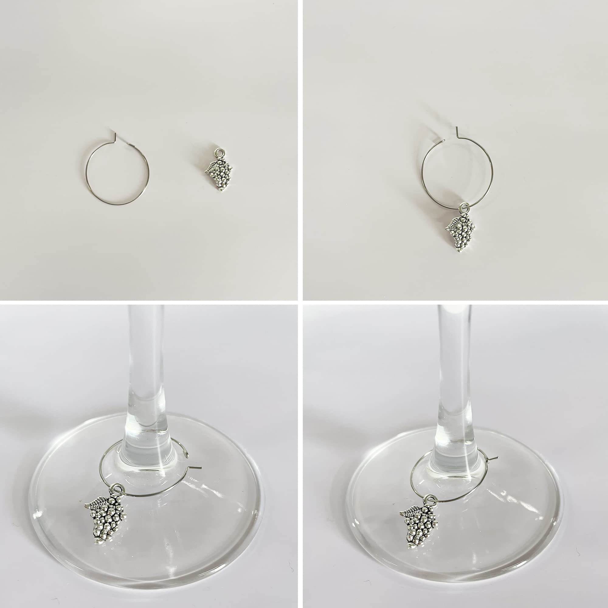 100 PCS Anelli in Vetro di Vino Charm per Calici da Vino, 50 PCS Fibbia per Cocktail, Champagne, Degustazione, Feste