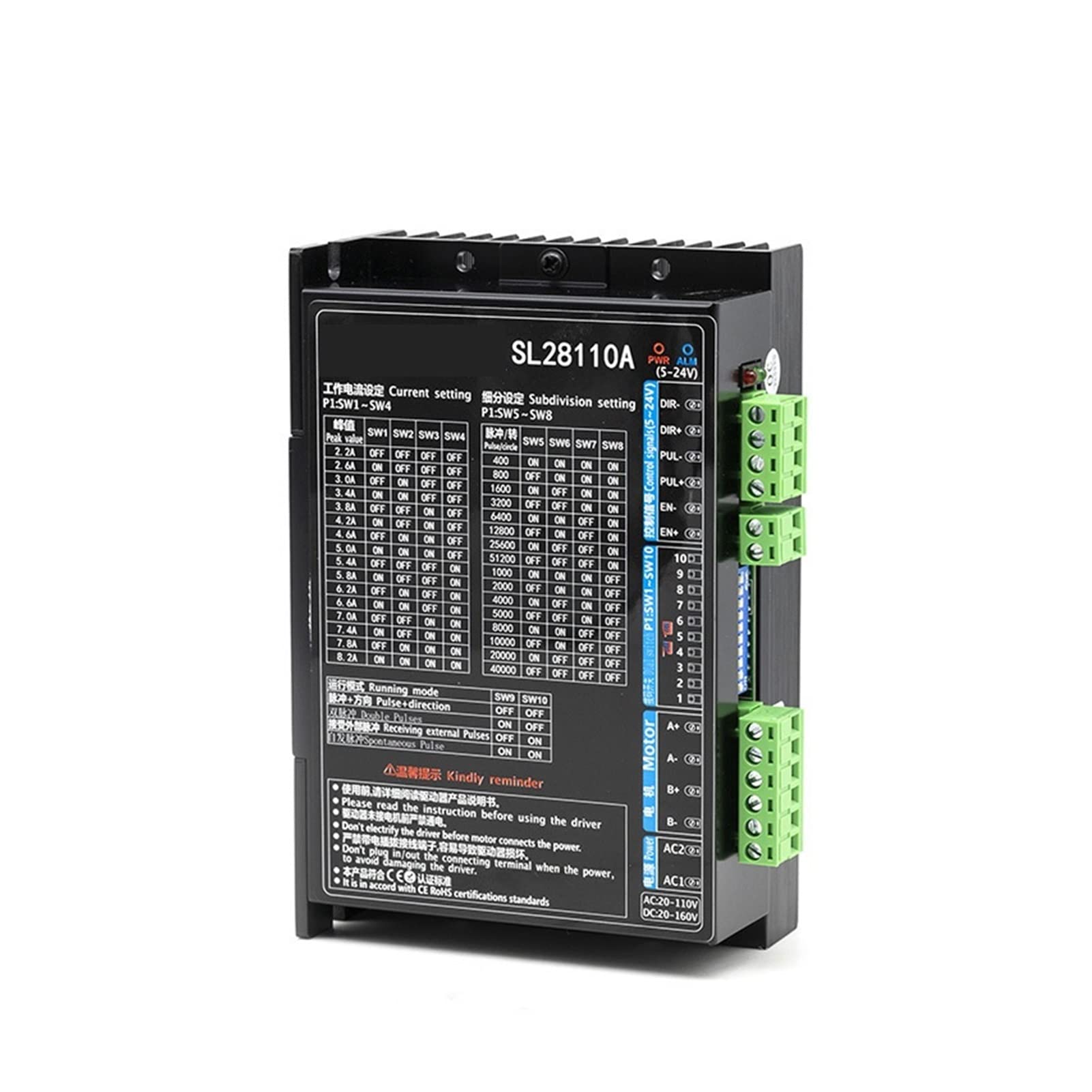 Shenli Stepper Motor Driver 42/57/86 Bucle cerrado de dos fases/Tablero control controlador servo 12 24V Automatización industrial(SL28110A)