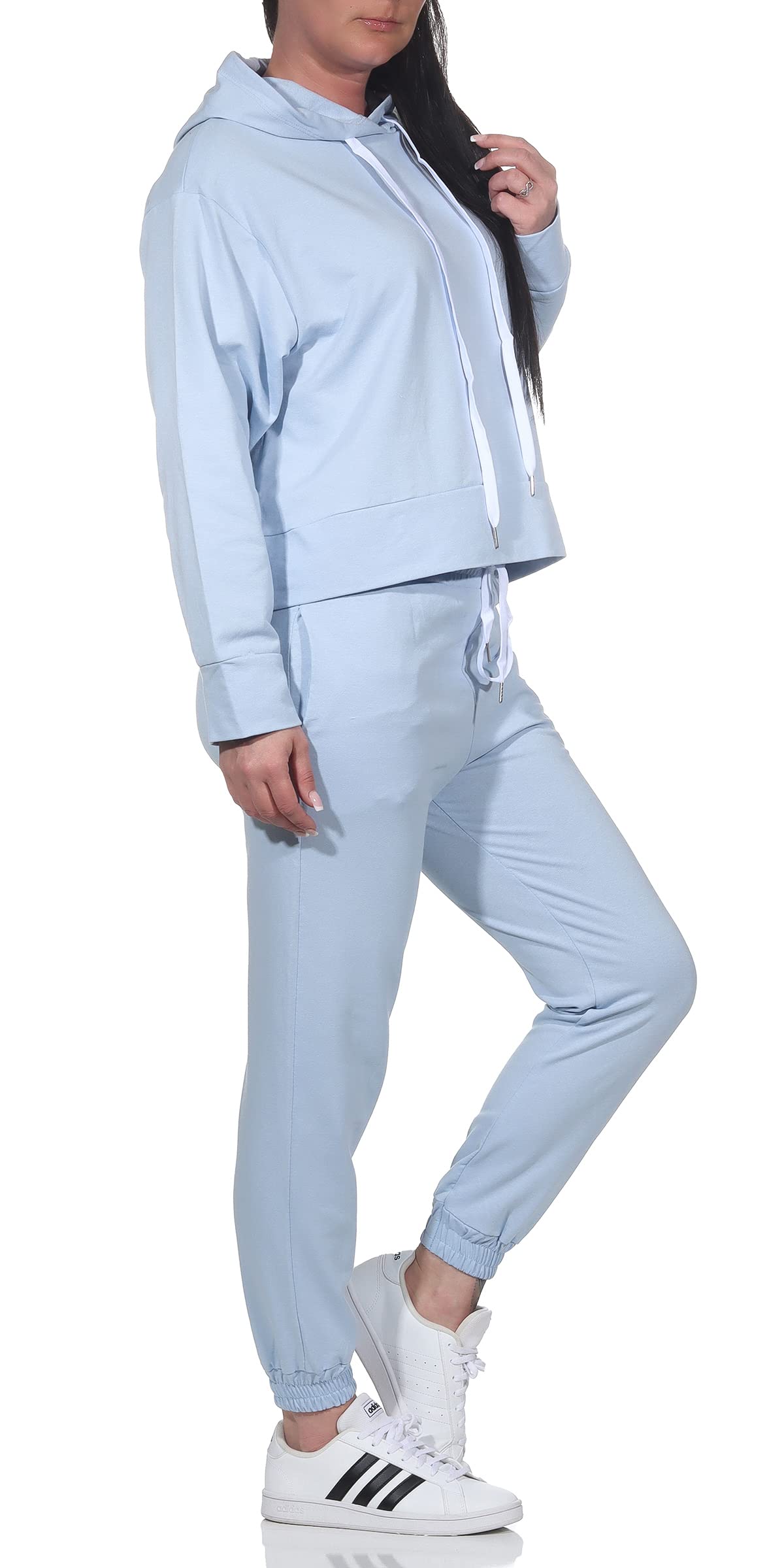 Damen Jogginganzug Zweiteiler für Freizeit und Sport Trainingsanzug Hausanzug Hoodie und Hose 83991