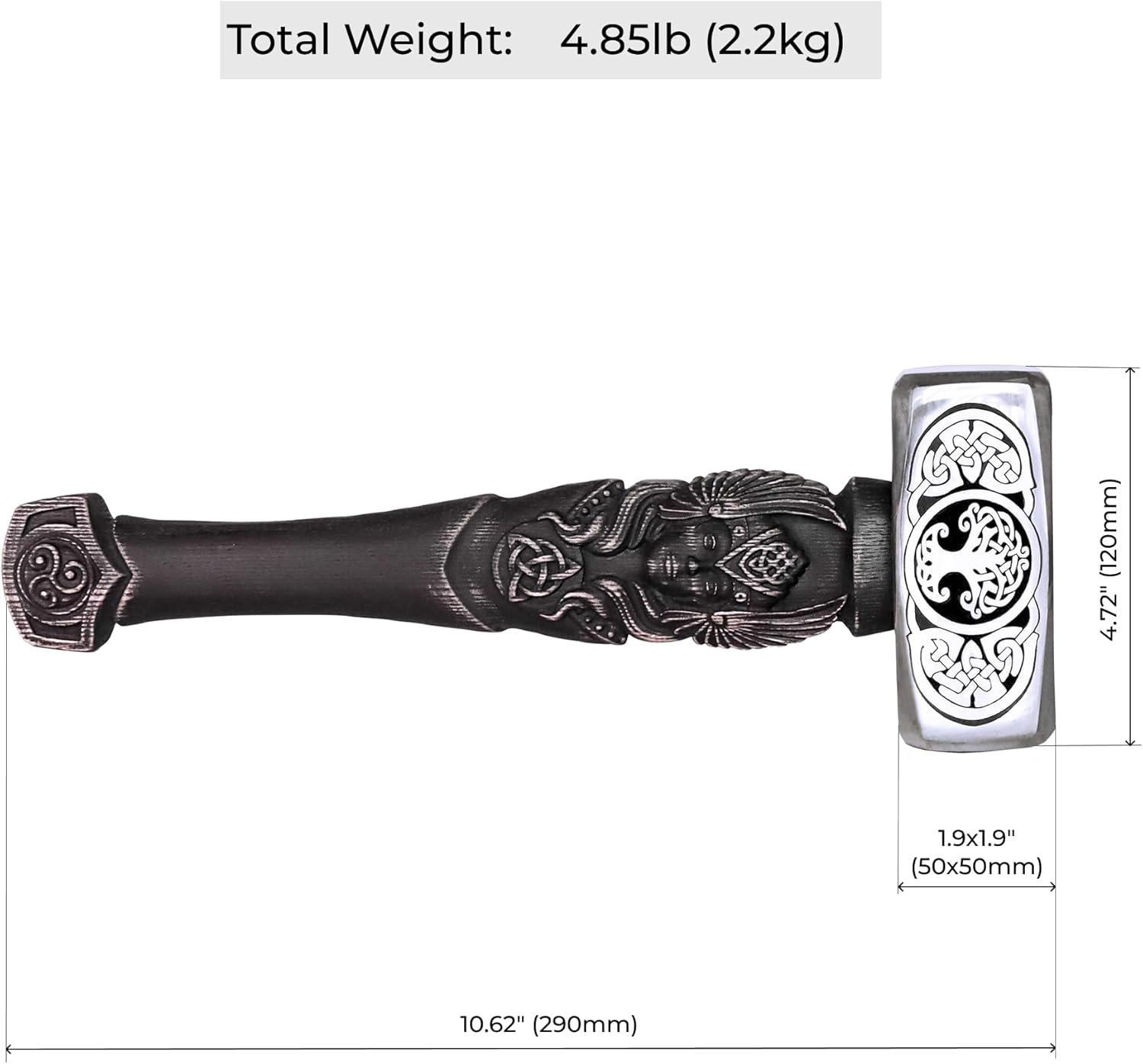 Viking Hammer Yggdrasil Tree of Life Norse Pagan Metal Hammers Handmade with Carved Odin Valkyrie Handle, Functional Gift