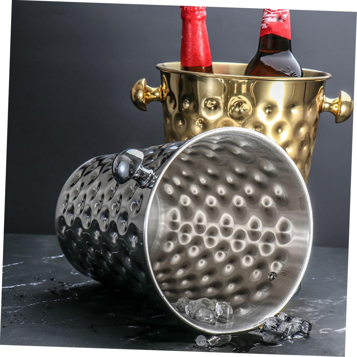 Zerodeko 1Pc Papas Fritas Lata Hielo Botella De Vino Cubo Cesta De Bocadillos Enfriador De Metal Cubo De Metal Refrigeradores Grandes Cubo De Bebidas De Metal Enfriador De Vino Botella De