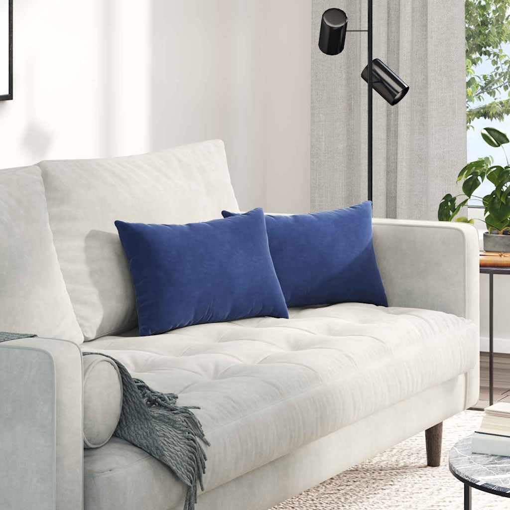 Coussin de canapé ergonomique et antidérapant en velours bleu police 50x30 cm déhoussable