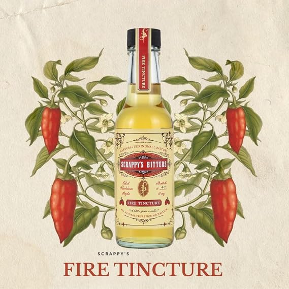 Scrappy's Bitters - Fire Tincture, 5 oz - Organic Ingredients, Finest Herbs & Zests, No Extracts, Artificial Flavors, Chemicals or Dyes. Made in the USA!
