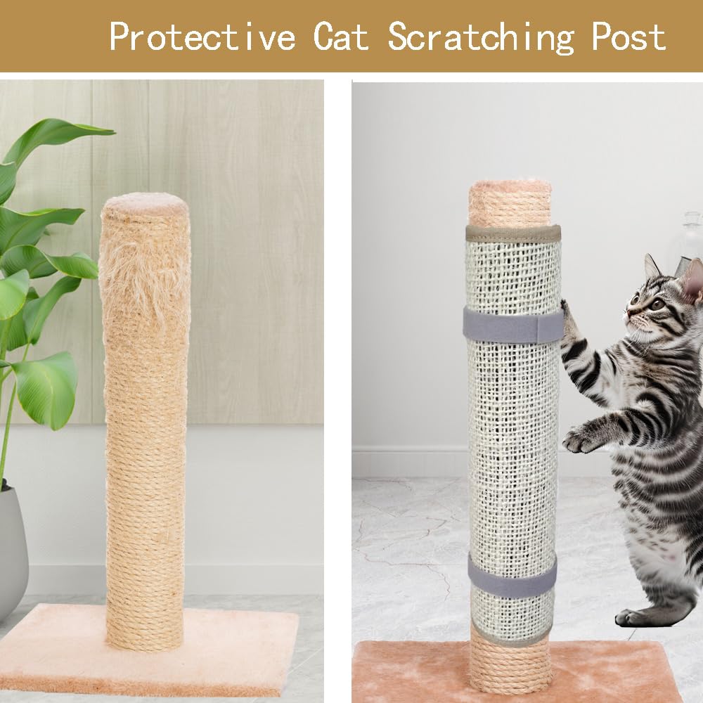 Rascador de uñas para gatos envuelto alrededor de un poste rascador para gatos, almohadilla de sisal para rascar gatos de 16.73 x 13.38 pulgadas con grano de óxido de aluminio 80, lima de uñas