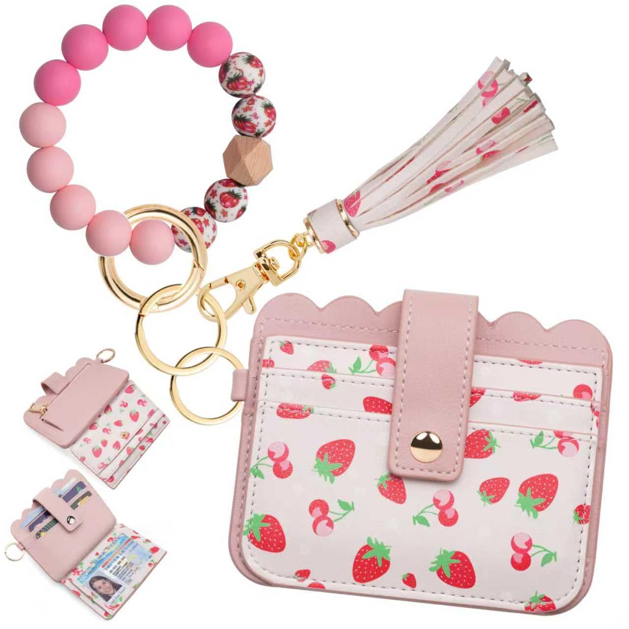 Wristlet Wallet for Women with Keychain – RFID Card Holder Small Wallet Wristlet with Key Ring