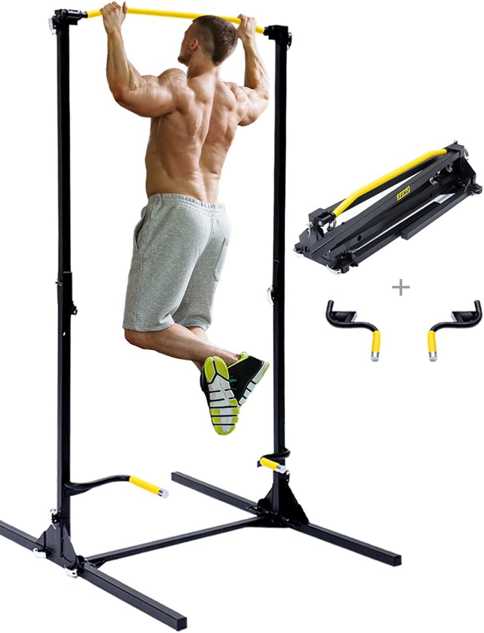Pull Up Bar Station, Portable Foldable Pullup Bar, Pull Up Bar Exercise Equipment, Pull Up Stand for Strength Training, Power Tower Dip Station Pull Up Bar for Home Gym or Outdoor Workout