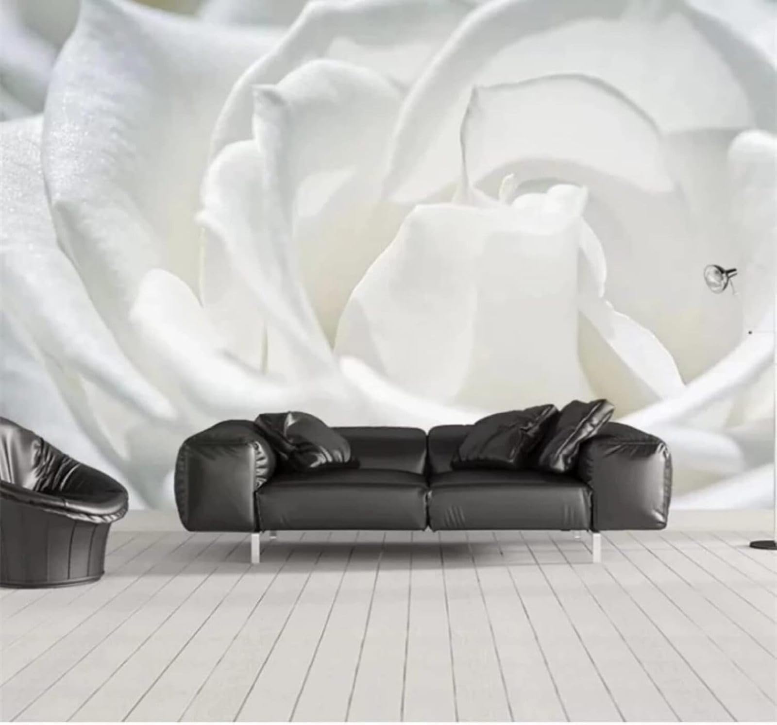 XLMING Minimalist Three Dimensional Beautiful White Rose 3D Wallpaper Luxury Silk Study Dining Feature Sofa Grey Bedroom Living Room Tv Decorative Wall-250cm×170cm