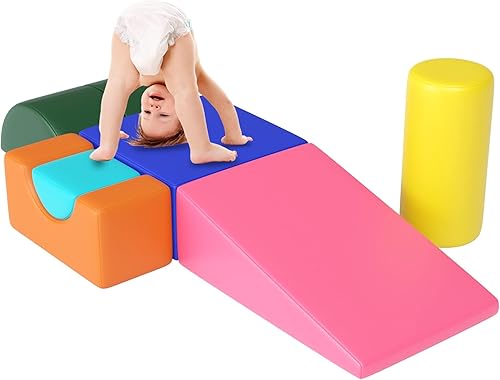 Bloques de escalada de espuma de 6 piezas, juego de actividades de escalada y gateo seguro, equipo de juego suave fácil de limpiar para niños