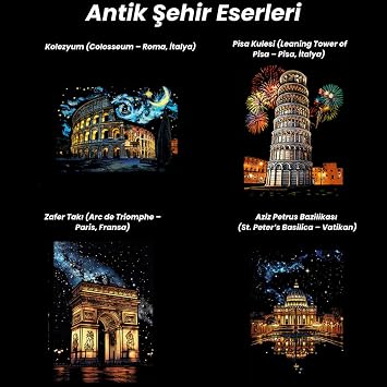 Scratch Art Scraping Drawing Set – Ancient City Works 4 Pieces | A3 Hobby & Art Painting with Wooden Pen