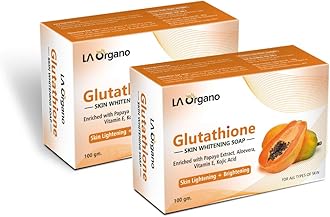 LA Organo Glutathione Papaya Skin Whitening Soap, with Vitamin E & C for Skin Lightening & Brightening Dark Spot and Dead Skin Cell Removal, Fairness Soap For All Skin Type (Pack of 2)
