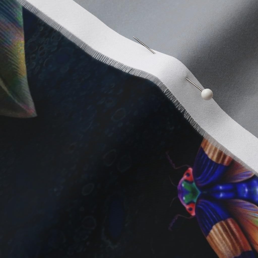 Spoonflower Fabric - Tropical Jungle Maximalist Butterflies Birds Wallpaper Hummingbirds Printed on Organic Cotton Sateen Fabric by The Yard - Sewing Quilting Apparel Home Decor