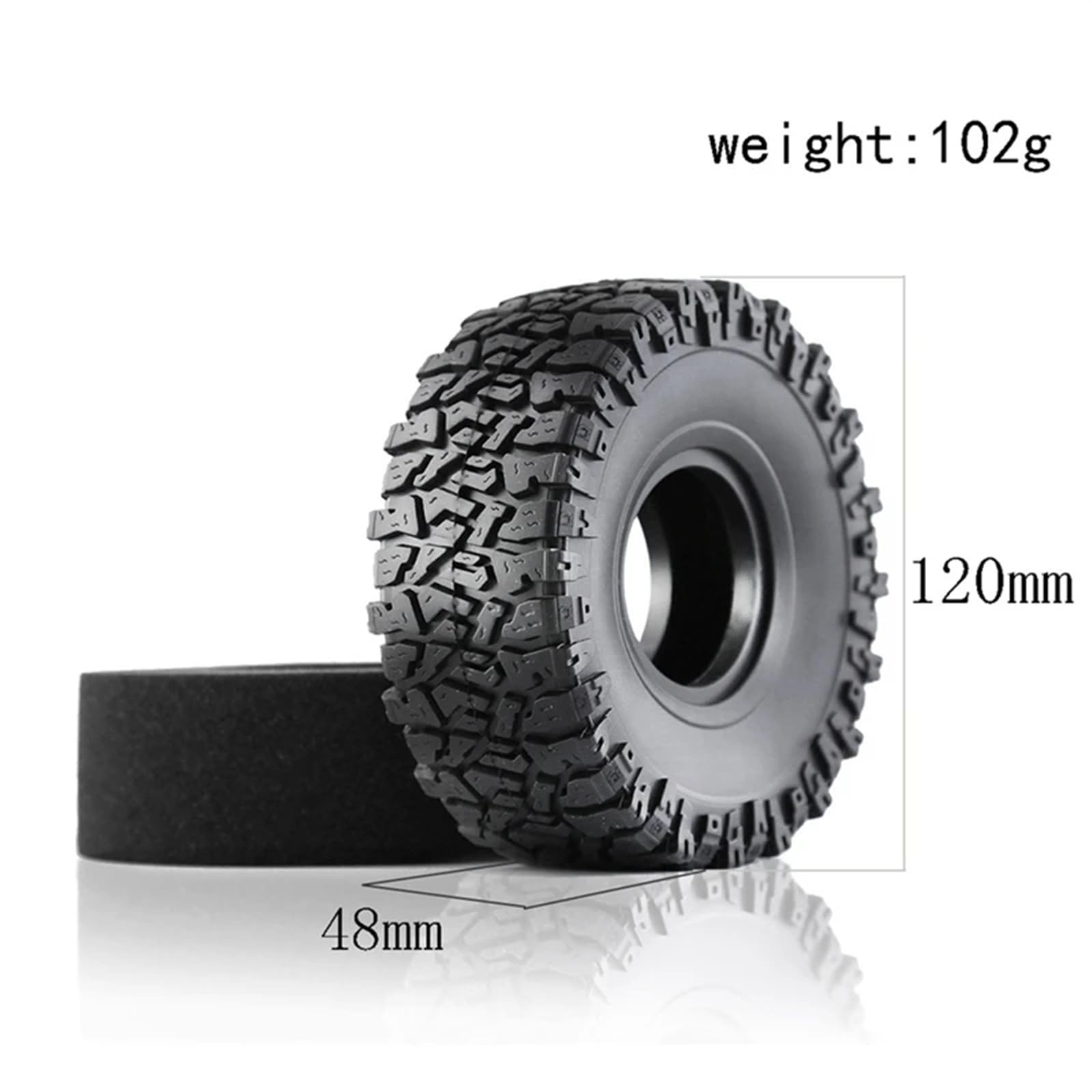 Neumáticos RC para TRX4 para D90 para Axial SCX10 90046 II para Redcat 4 Uds. Neumático De Goma 120Mm Y 1,9 Pulgadas para Coche Trepador Control Remoto 1/10