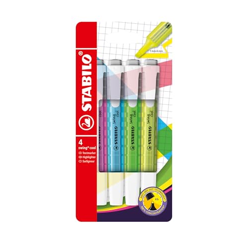STABILO - Textmarker - swing cool - 4er Pack - gelb, grün, blau, pink