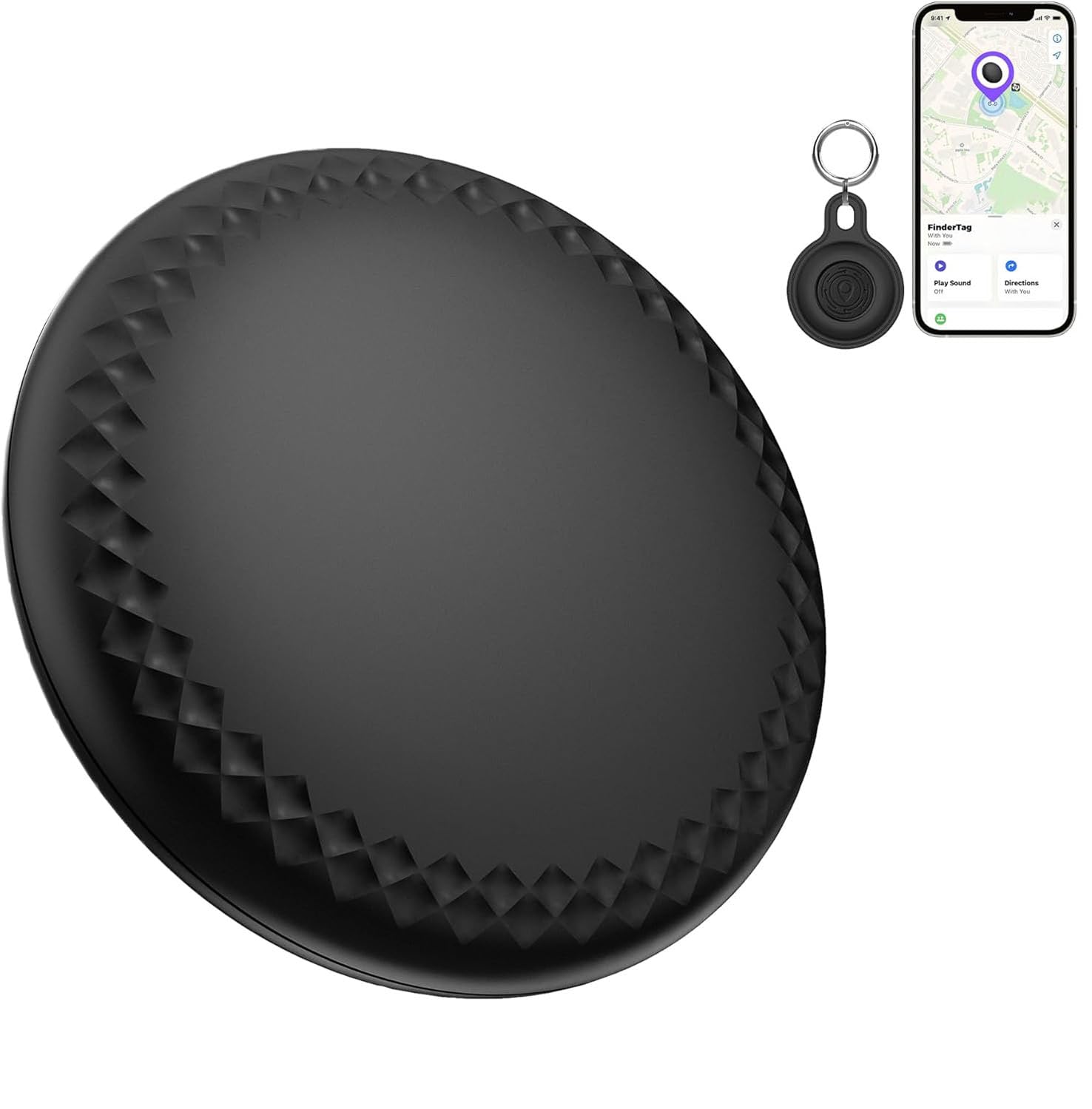 FinderTag Tracker, Luggage Tags Compatible with Apple FindMy, Air Tags Alternative with Keychain, One Year Life Replaceable Battery, Item Finder Secure Tracking for Key, Wallet, Bag, Pet (Black)-image-31