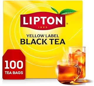 Lipton Black Tea Bags 100 Count - High Caffeine Bold Black Tea for Hot or Iced Brewing
