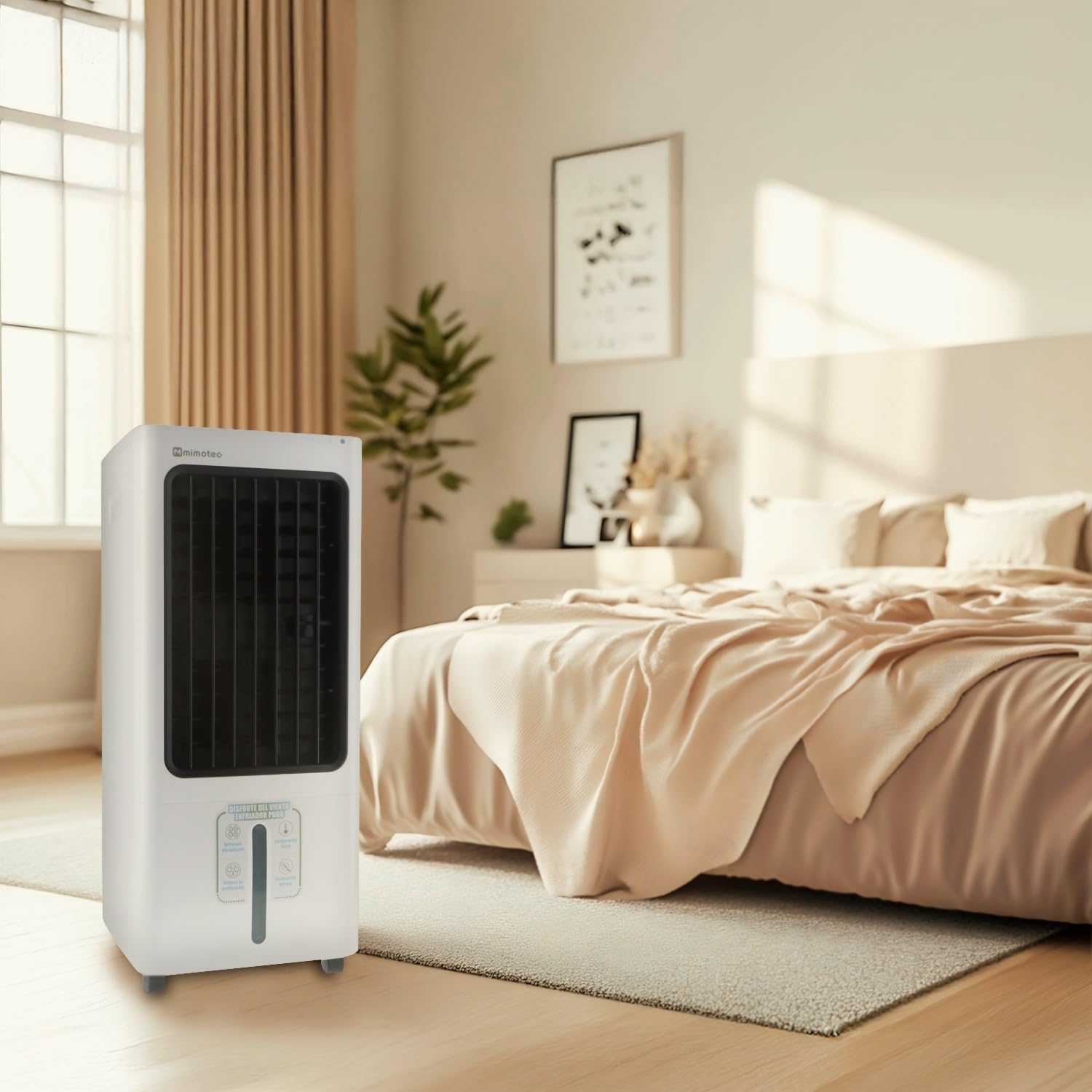 M mimotec - Climatizador Evaporativo Portátil Airmax 4800 m³/h Blanco, enfriador de Aire 30L Control Remoto, Silencioso, 100W, Bajo Consumo, ideal para Hogar, Oficina y Exteriores Cubiertos