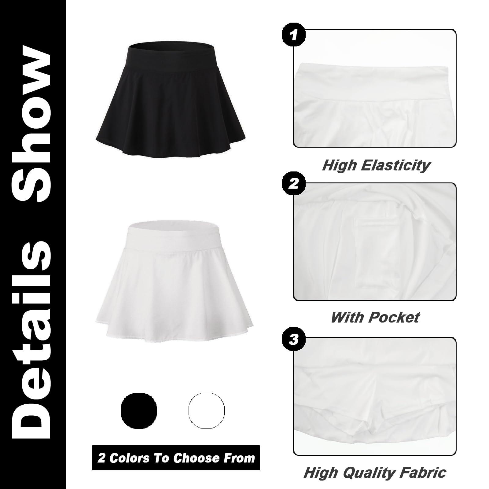 SamHeng Falda de Tenis para Mujer Faldas atléticas con Shorts Falda Plisada con Bolsillos Falda Alta Skort Entrenamiento Golf Skorts Correr Fitness Deportes Básicos Mini Falda