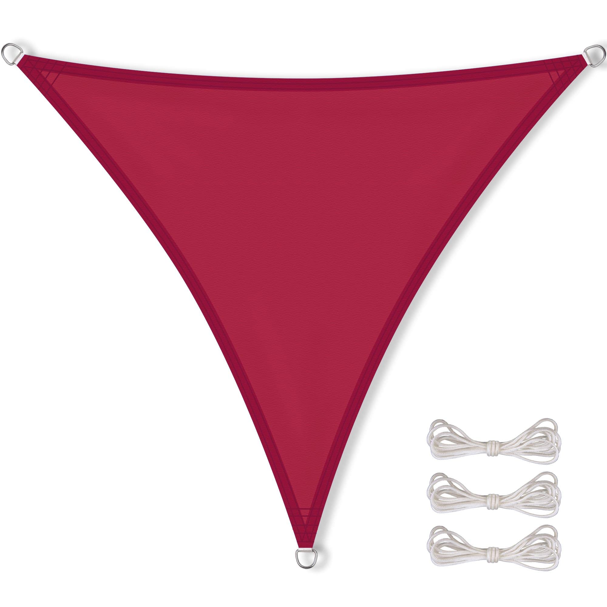 CelinaSun Sonnensegel inkl Befestigungsseile Premium PES wasserabweisend imprägniert Dreieck gleichseitig 4,6 x 4,6 x 4,6 m rot