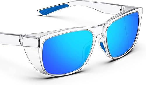 TOREGE Gafas de seguridad, elegantes gafas de seguridad para los ojos, antivaho y resistentes a los arañazos con lentes de luz azul para hombres
