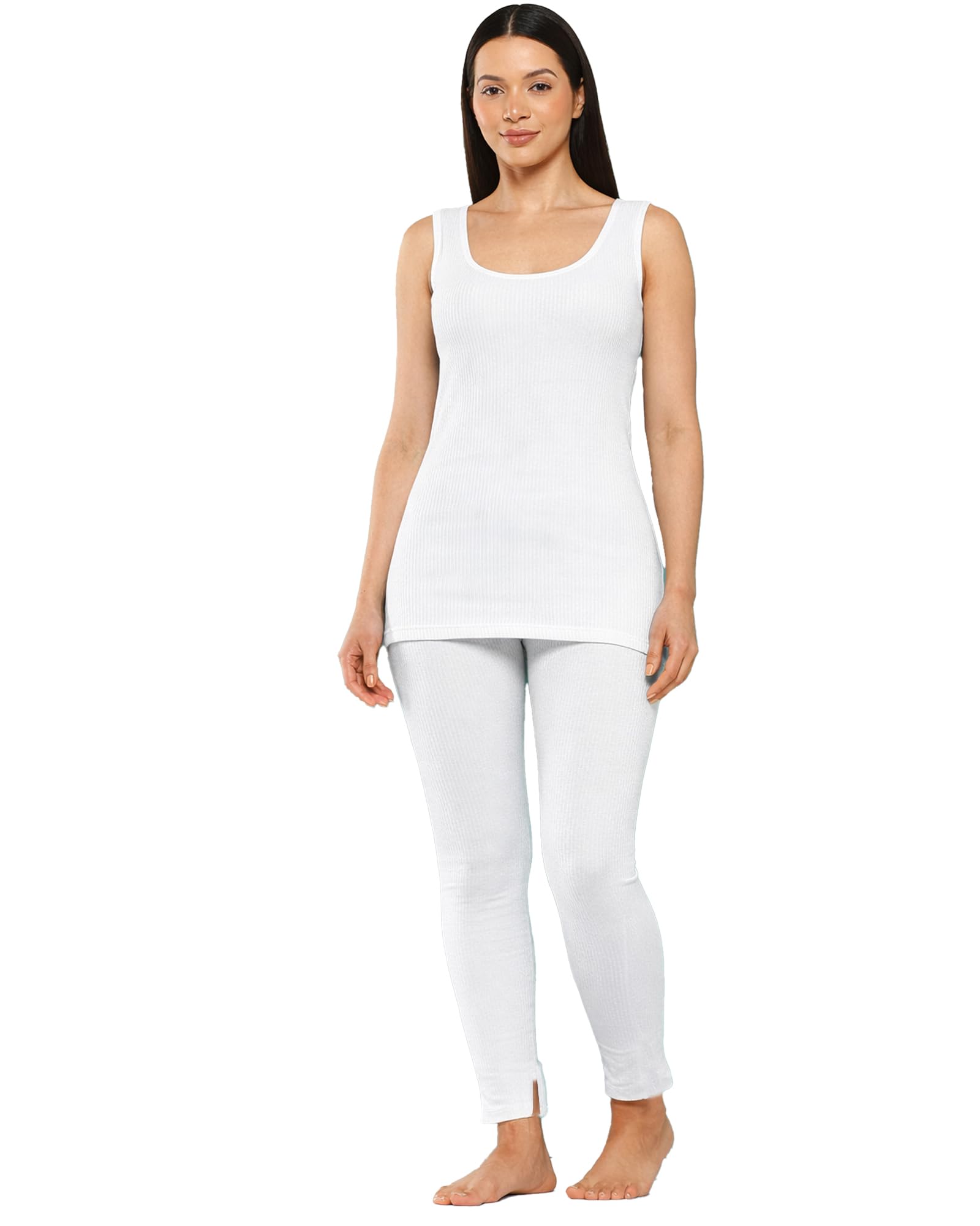 Women Black Cotton-Poly Sleeveless Thermal Set-image-27