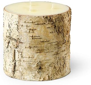 Serene Spaces Living Birch Bark Candle â€“ Pillar Style Candle Brings Nature Indoors, Ideal for Weddings, Parties, Events, Restaurants, Home Decor, 6