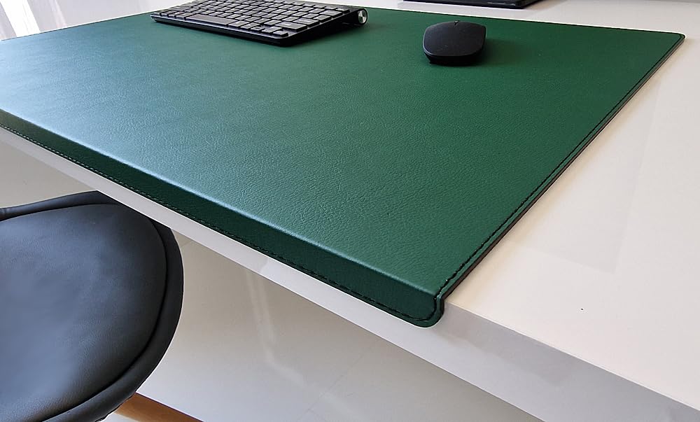PM Schreibtischunterlage mit Kantenschutz Sanftlux Leder in 12 Farben 3 Gr. (Alt Grün, 90cm x 48cm)