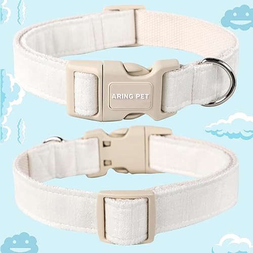 Miniatura 3 de Aring Pet Collar de algodón, ajustable, con hebilla de liberación rápida, para bodas, para perros pequeños, medianos y grandes, blanco