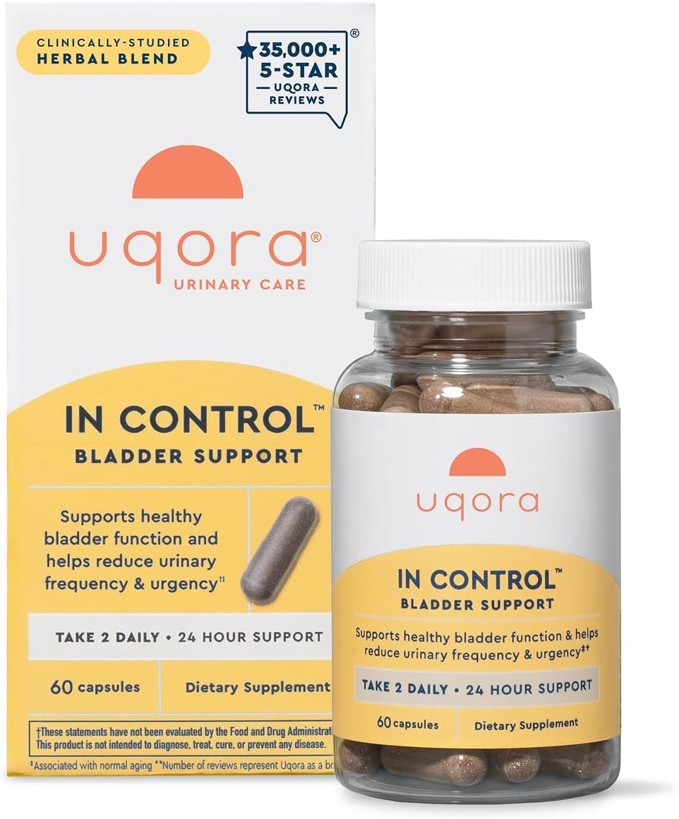 Uqora in Control Bladder Support - Daily Bladder Care & Support for Urinary Comfort - Made with botanicals, Like Horsetail & Spicebush - Gluten-Free & Vegetarian - 60 Capsules