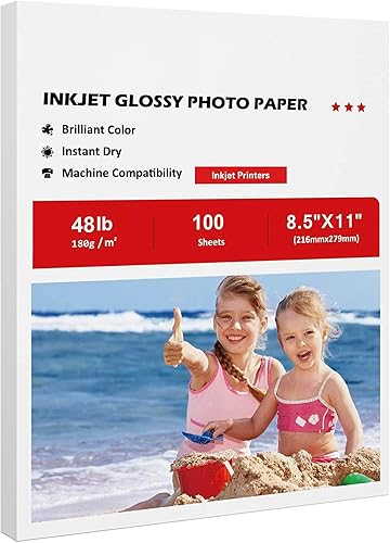 INKjetsclub Papel fotográfico brillante Koala compatible con 100 hojas compatible con impresora de inyección de tinta de 48 libras 85 x 11 pulgadas