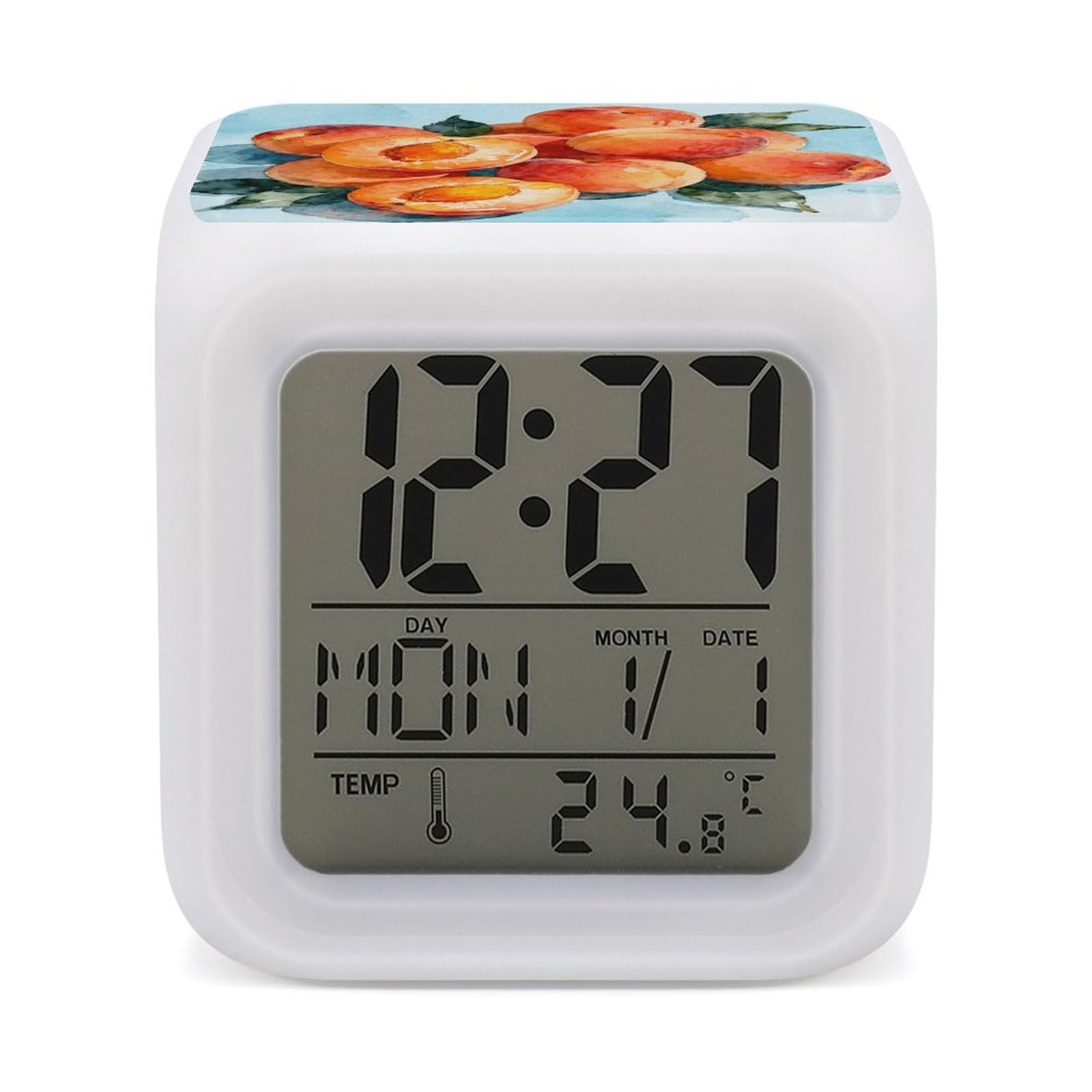 VstaDank Apricot Alarm Clock Alarm Clock with 7 Color Changing Digital Clocks for Bedrooms Sleep Training Clocks with Large Display for Office Kitchen Living Room