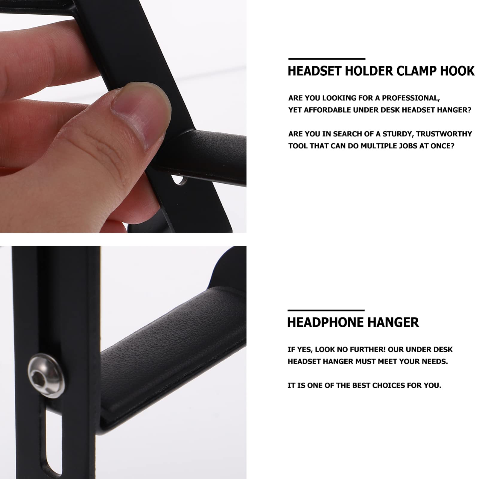 Uonlytech 3pezzi Supporto Regolabile Per Cuffie Da Scrivania Gancio Metallo Con Rivestimento Pu Per Protezione Compatibile Con Diversi Desktop e Design Ergonomico Per Cuffie e Microfoni