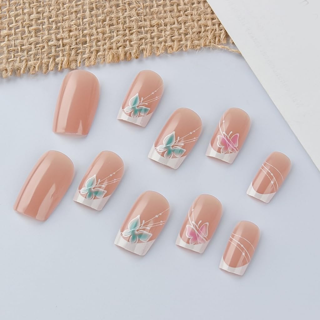 Instantly Fake Nails With Butterfly Tip Design In 24Sizes/Box For Effortless Salon Quality Manicure
