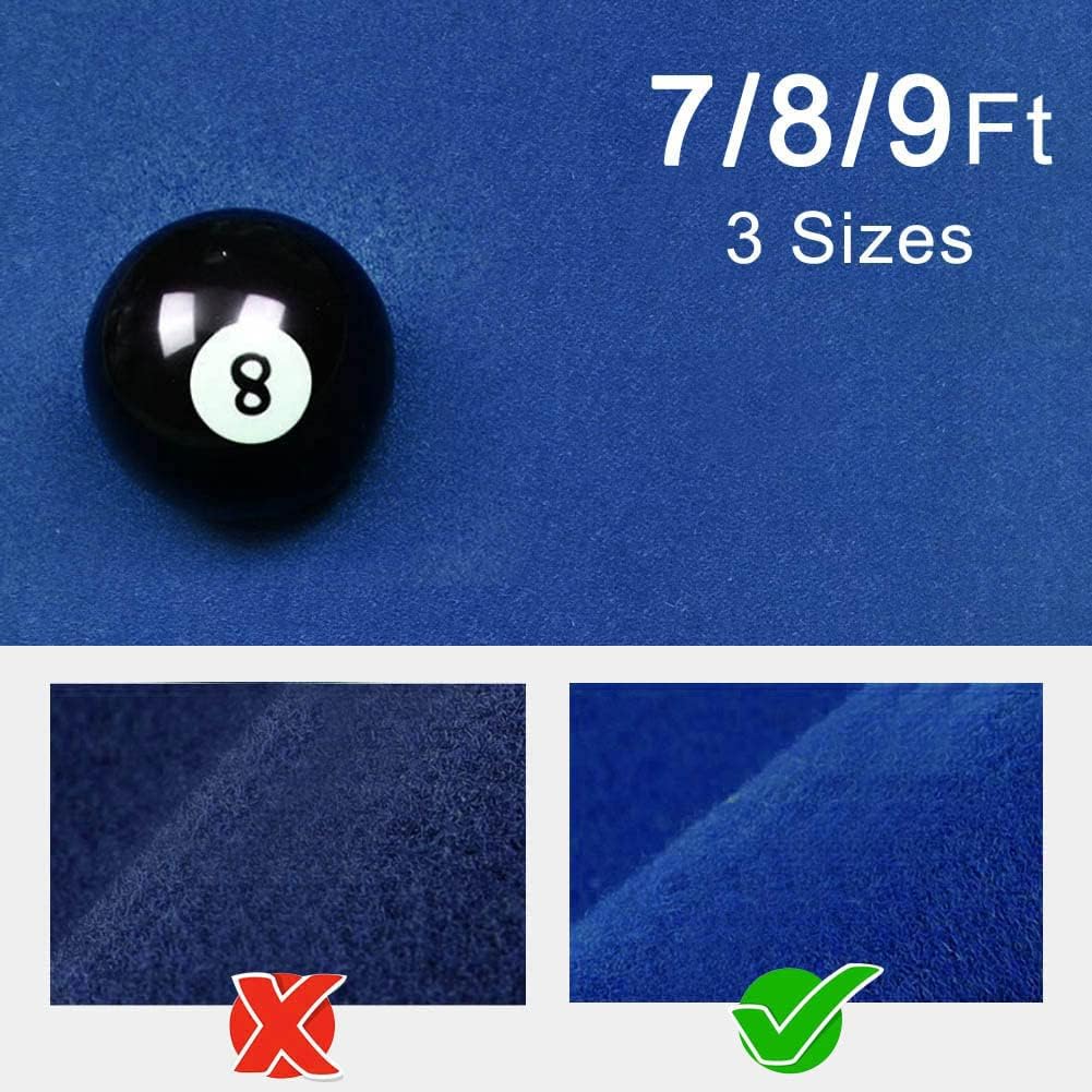 Professionelle Billard-Billardtischdecke, 7/8/9 Fuß, Standard-Billard-Billardtischdecke mit 6-teiliger Seitenumwicklung, Kammwolle + Nylon-Billardtischdecke, professionelle, langlebige 9ft Blue