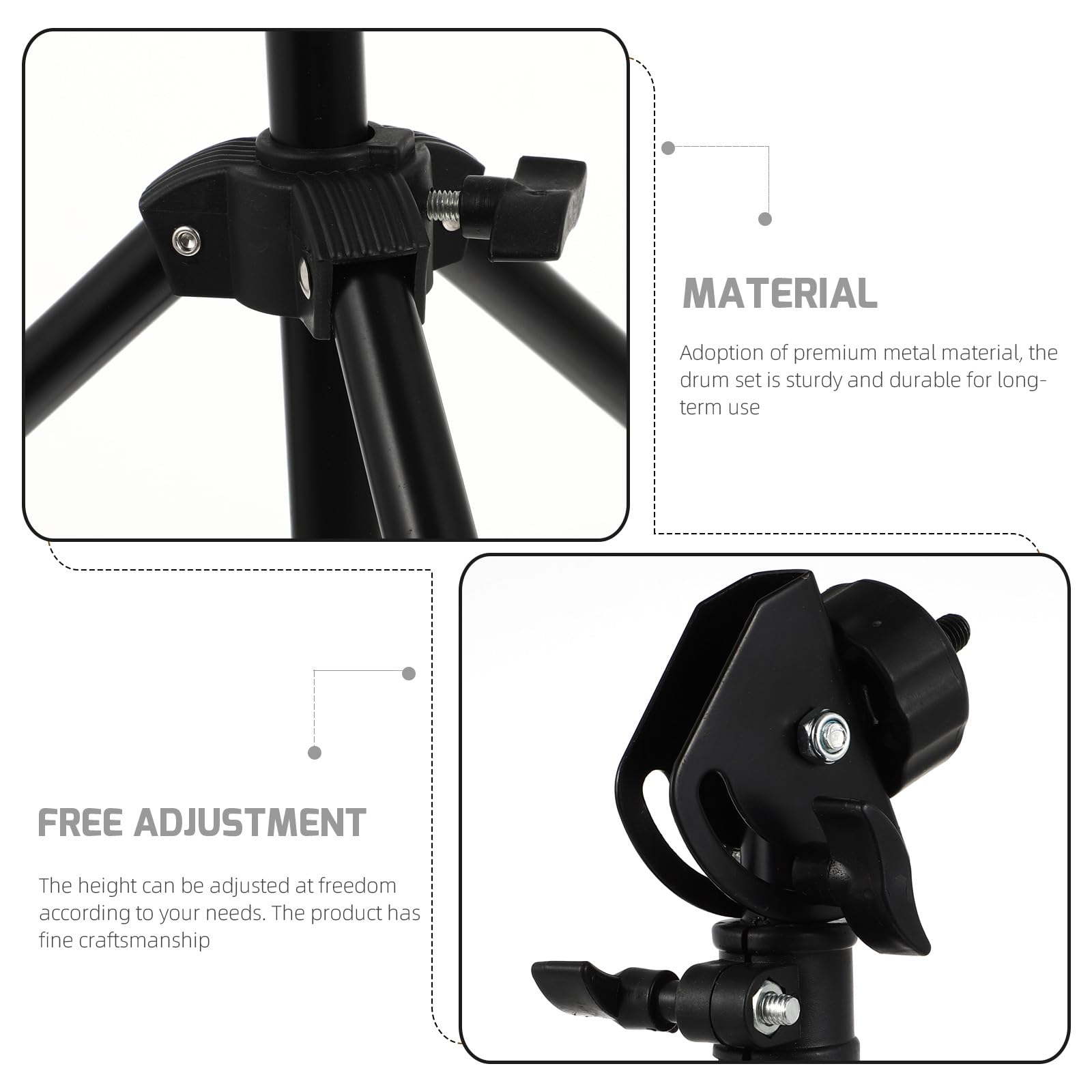 Toyvian Support de Batterie pour Métal Hauteur Réglable Noir Plusieurs styles, Rack D'entraînement et Caisse Claire Tambour Muet pour Débutants en Batterie