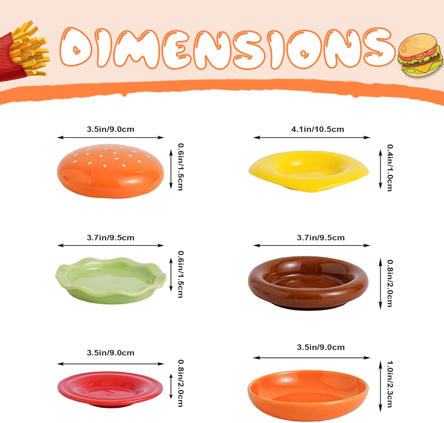 Hamburger Plate Set, Stackable Burger Plate Set, Hamburger Plates, Burger 6-Layer Mini for Hot Pot, Sushi, Snacks & Party Tableware