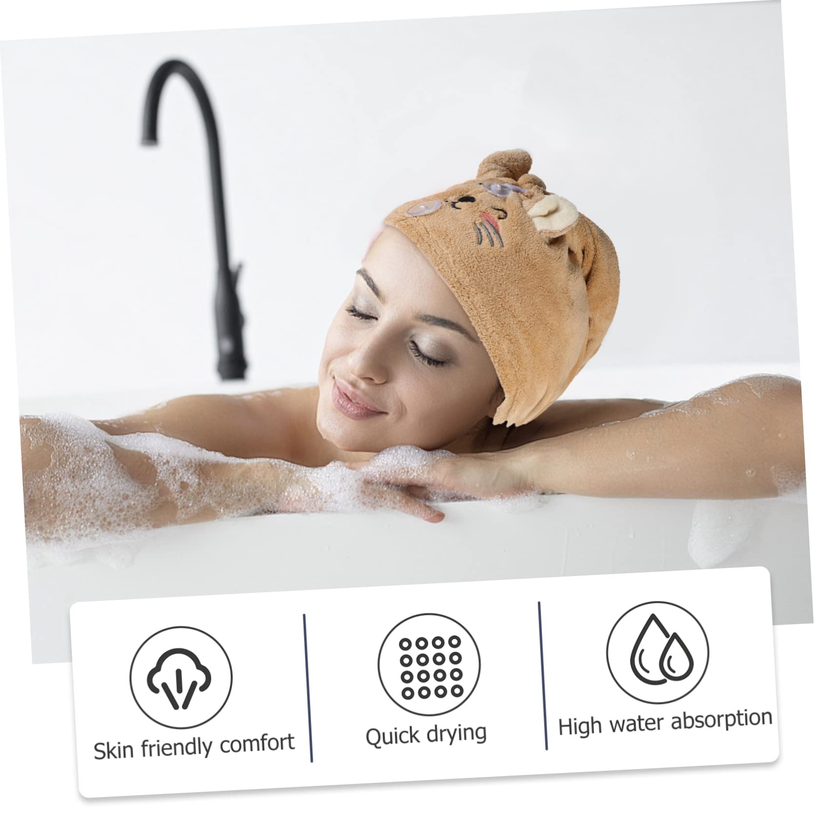 Hemobllo 3 pezzi Asciugamani per Microfibra Turbante Asciugatura Rapida Frizz Colori Carini e Design Cartone per e Ragazze per Sport