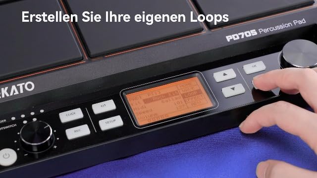 Bild 6 - LEKATO Percussion Sampling Pad, Drum Sample Pad Set mit 9 anschlagdynamischen Drum Pads, Percussion Pad Strike Multipad mit über 600 Sounds, Display, USB MIDI, AUX, Looper, Triggering-Eingänge