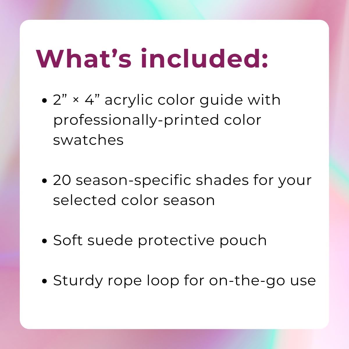 Seasonal Color Analysis Swatch Card - 12 Subseason Options on Acrylic Card with Velvet Pouch (True Summer) image 3