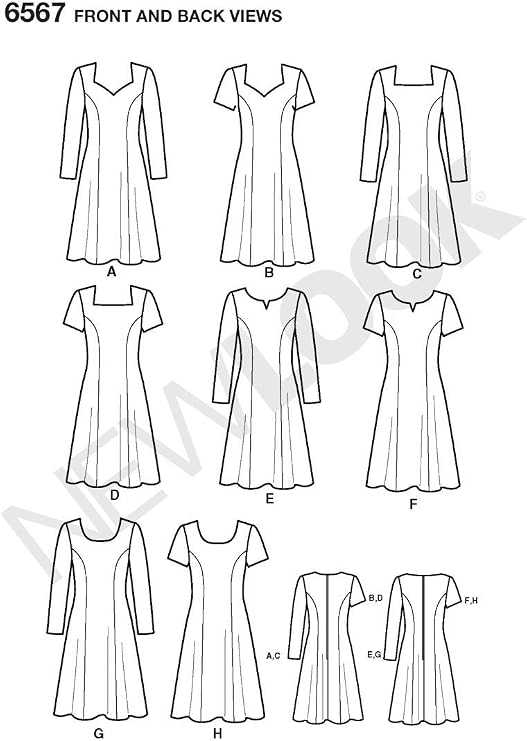 New Look Sewing Pattern 6567 Misses Dresses, Size A (6-8-10-12-14-16)