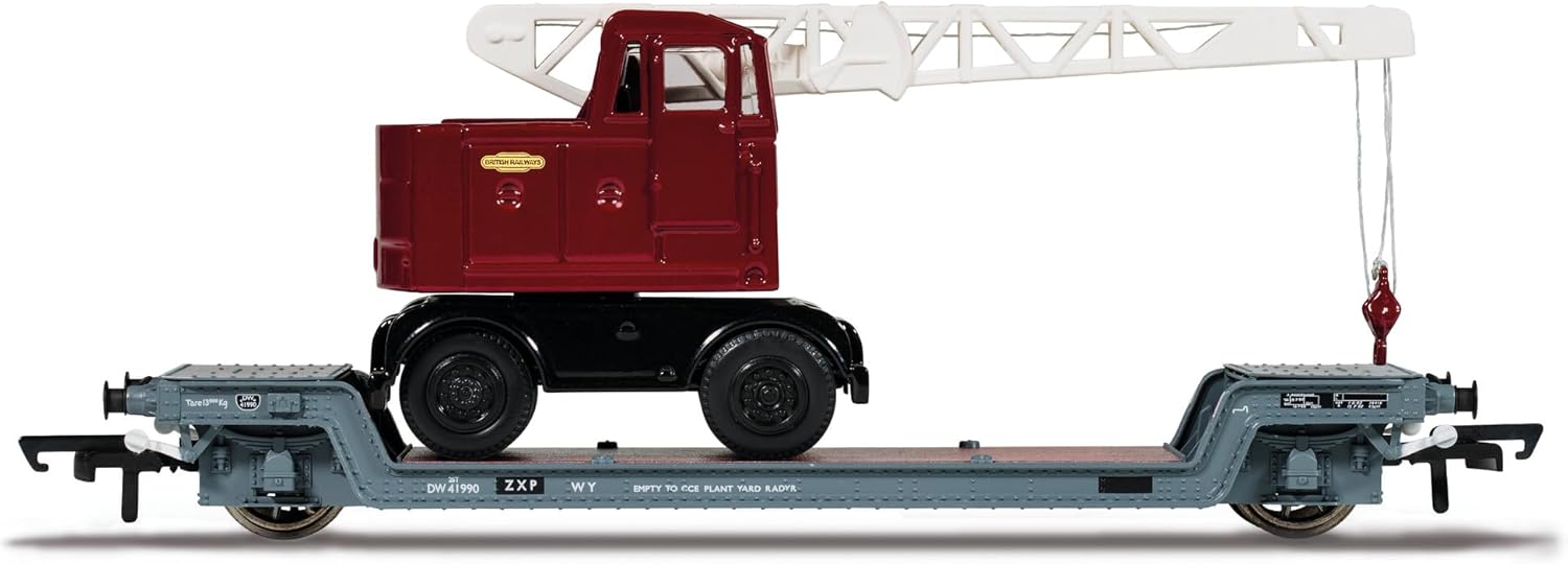 Hornby R60238 BR, Loriot Y Machinery Truck with British Railways Coles Crane - Era 4 Railway - Rolling Stock Wagons & Wagon Packs