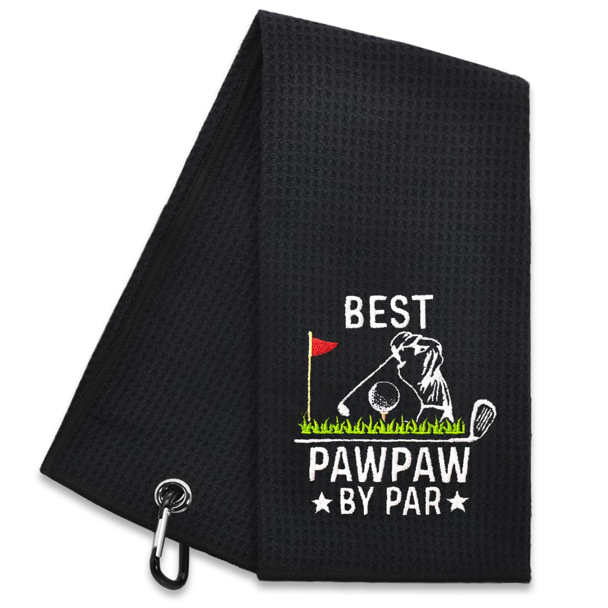 Hafhue Best Pawpaw Par Embroidered Golf Towel for Men Grandpa, Birthday or Retirement Gifts, Funny Golf Towels for Golf Bag with Clip, National Golfs Day Present for Uncle, Golfs Accessories for Bags